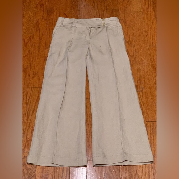 Women’s 2 BCBGMAXAZRIA Tabatha Wide Leg Beige Khaki Linen Blend Pants - Picture 16 of 16
